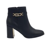 Μποτάκια αστραγάλου με χοντρό τακούνι - 6382A - Μαύρα