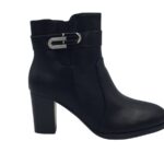 Μποτάκια αστραγάλου με χοντρό τακούνι - B010 - Μαύρα
